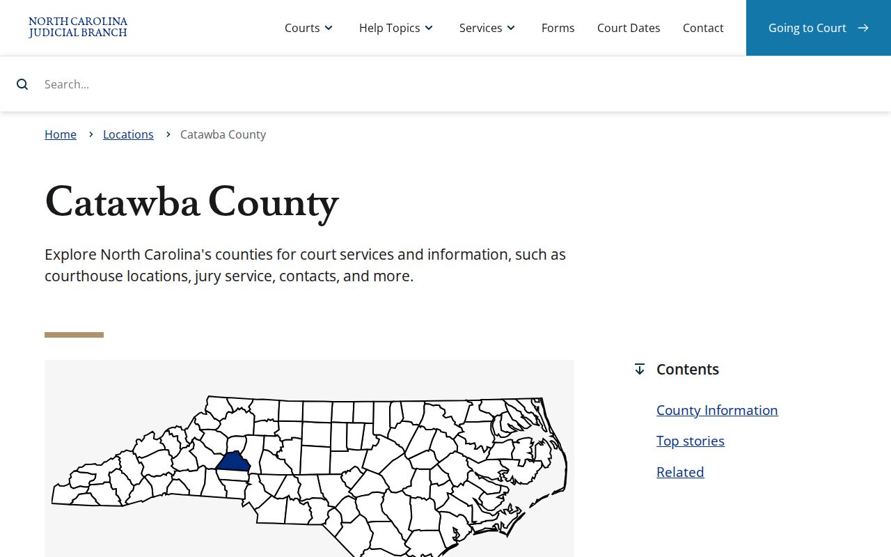 Catawba County criminal court cases and calendar page