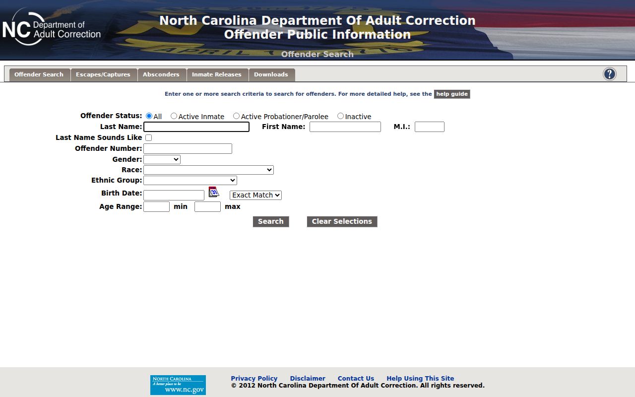 Catawba County criminal history state offender search