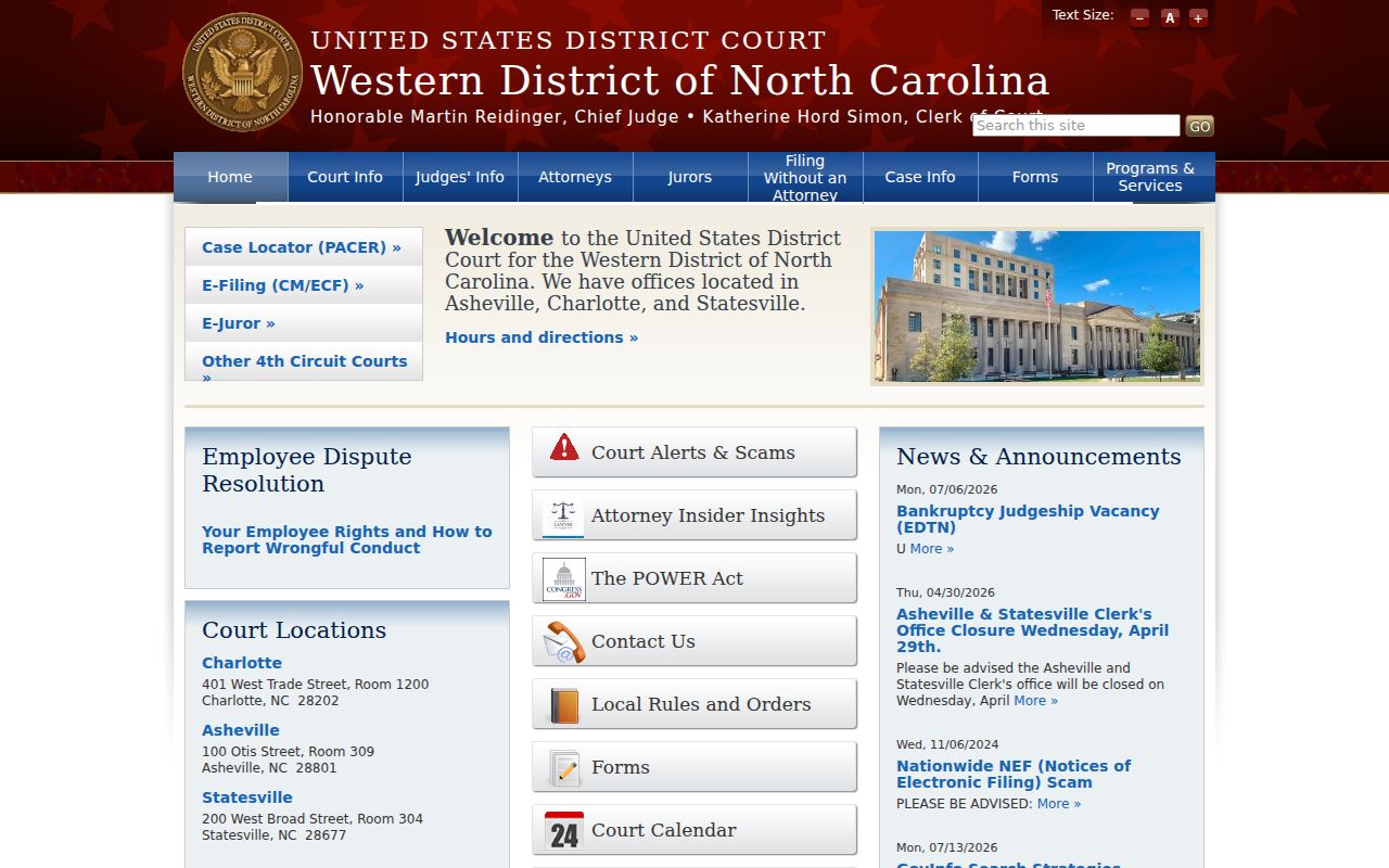Catawba County federal criminal records court source