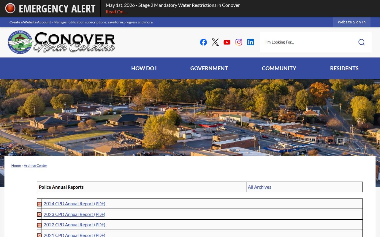 Catawba County annual report archive for Conover criminal records