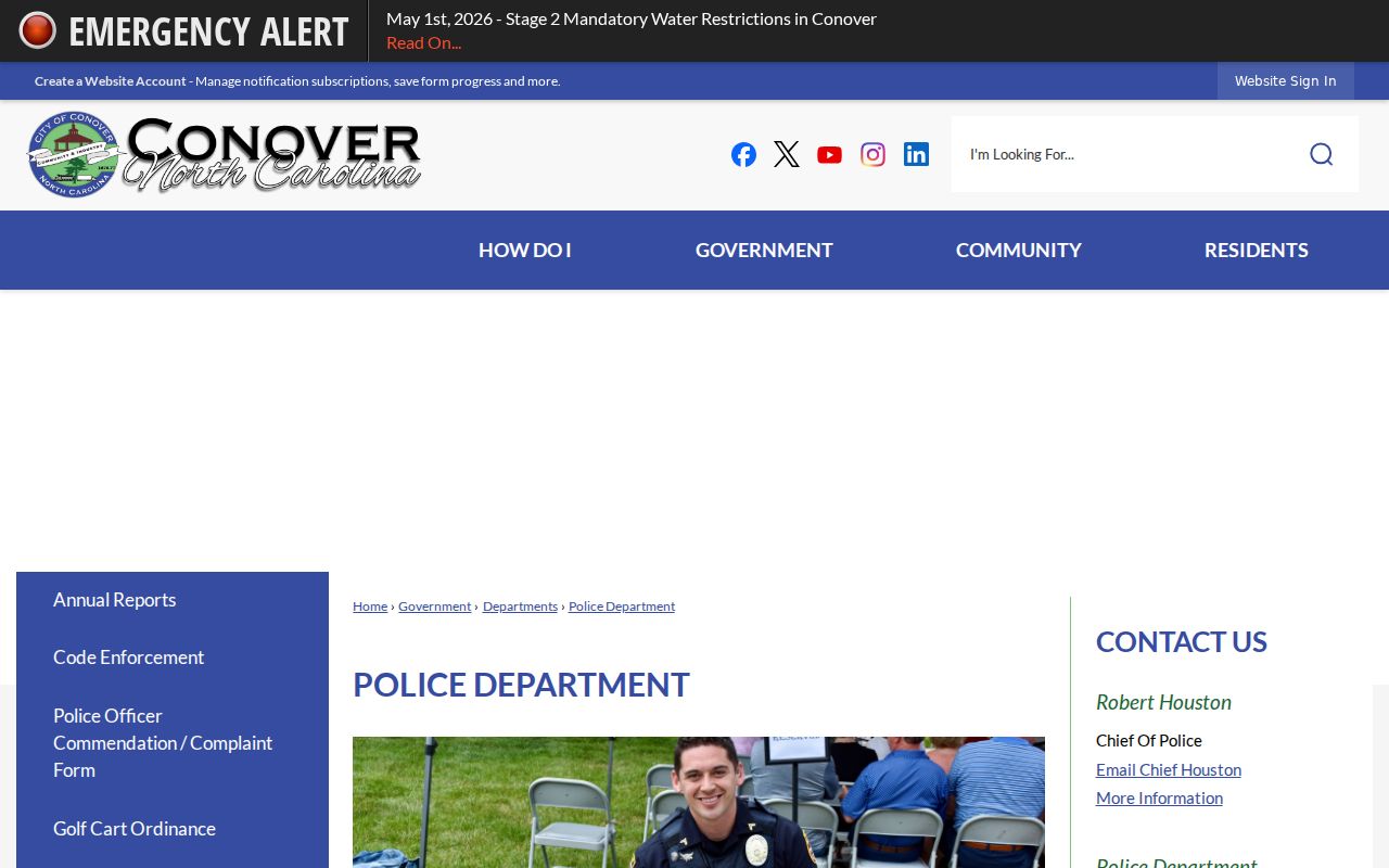 Catawba County Police Department profile for Conover criminal records